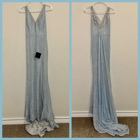 Lulus Dreaming of This Ice Blue Embroidered Lace Sleeveless Maxi Dress Sz Small - Picture 2 of 9